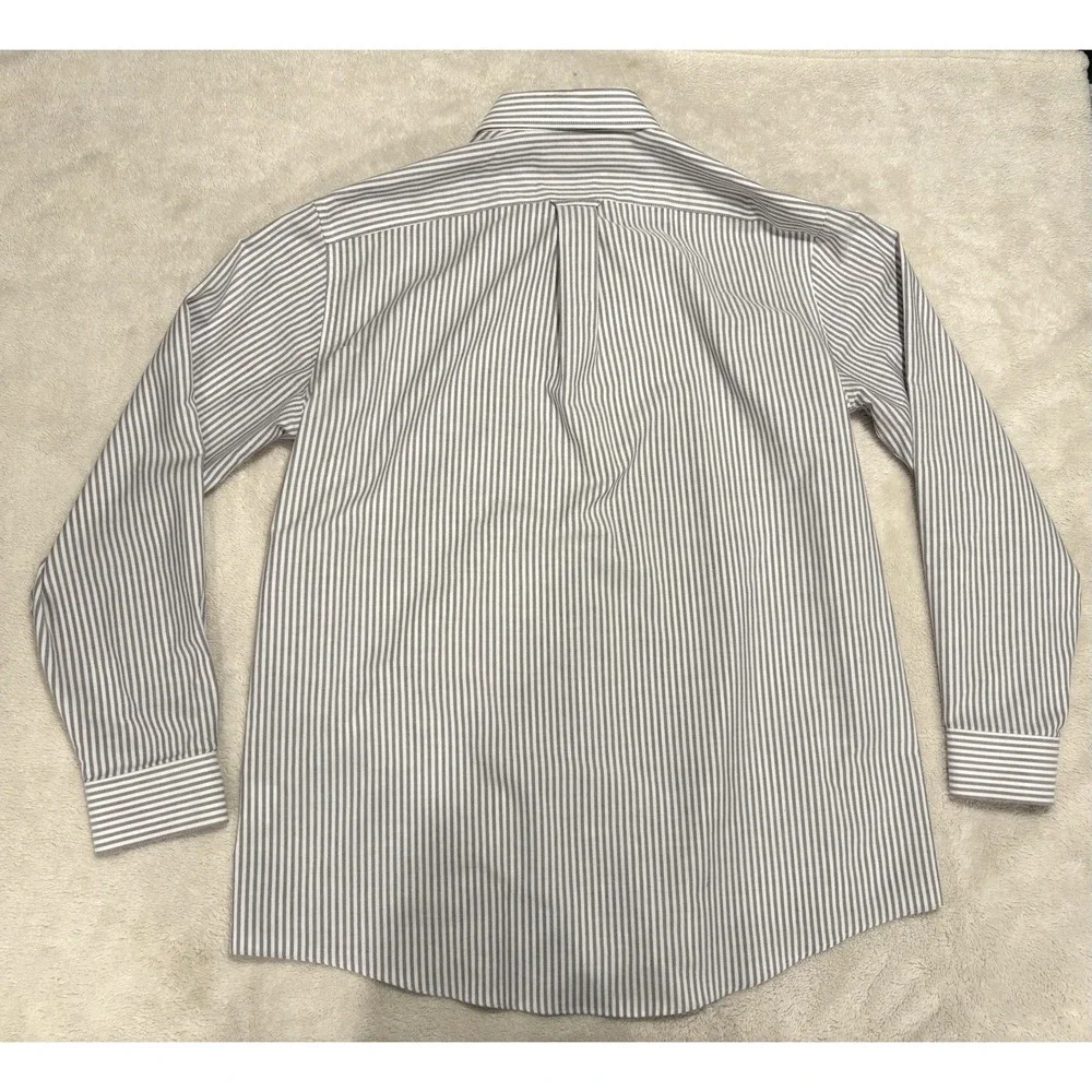 Stafford Travel Wrinkle-Free Oxford Men's Blue Dress Shirt Regular Fit Size 17.5